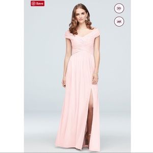 Crisscross Off-the-Shoulder Mesh Bridesmaid Dress
